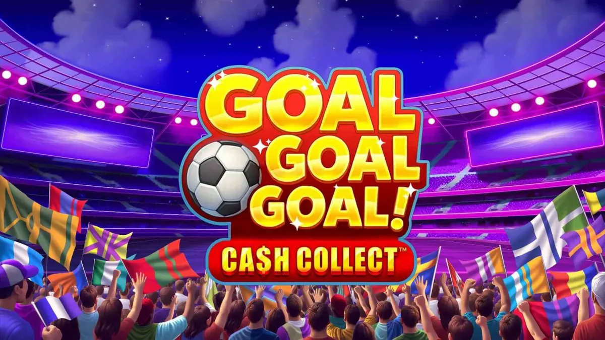 Tampilan visual slot Goal Goal Goal: Cash Collect dengan tema stadion sepak bola